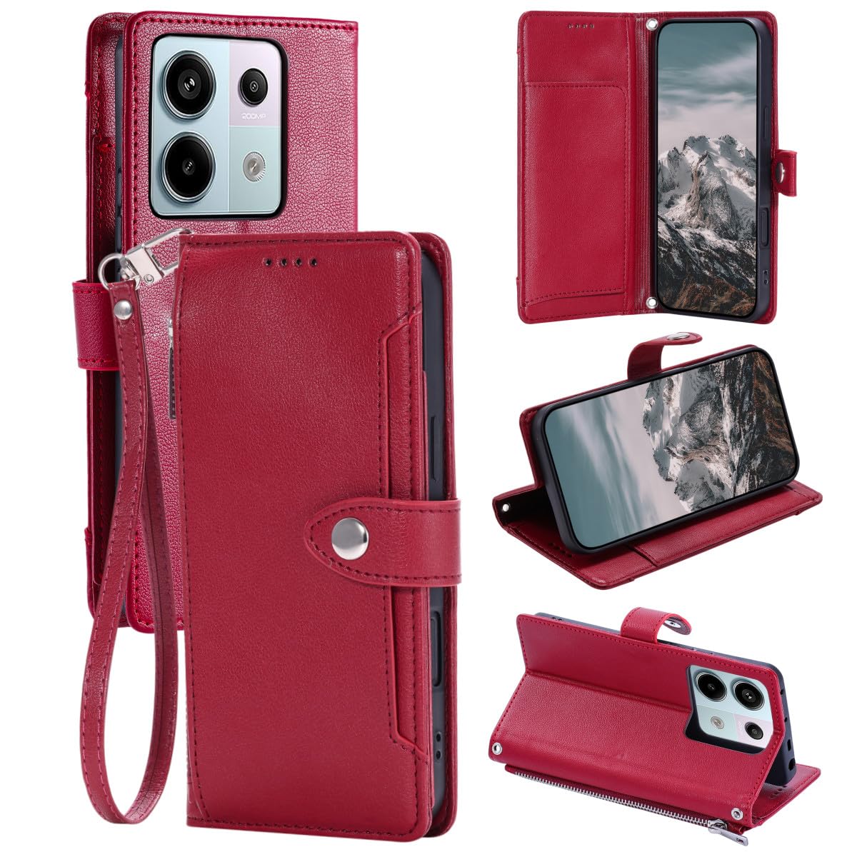 Housse en cuir rouge OnePlus 11 étui portefeuille de prestige - 8