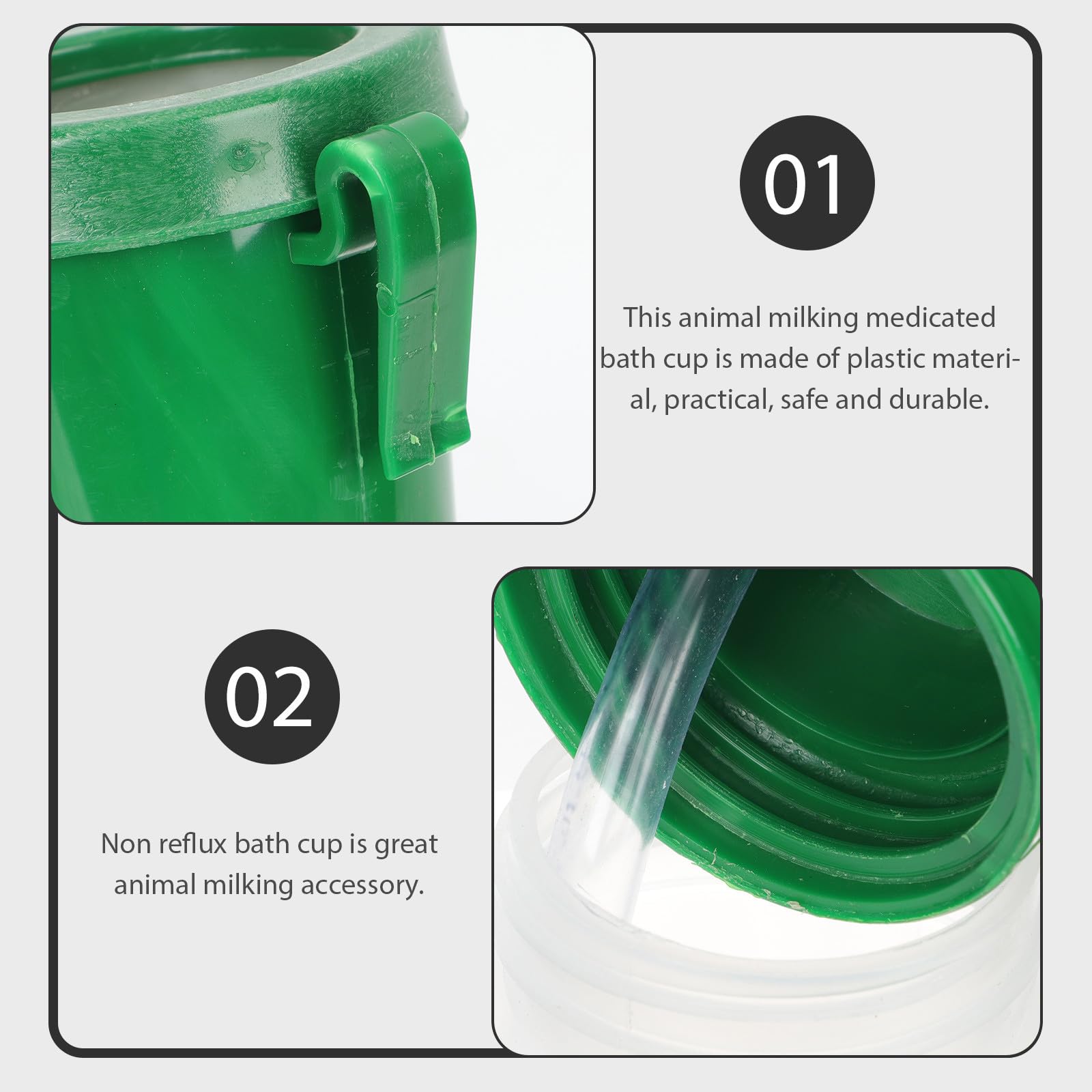 Tasses de Bain Médicamenteuses sans Refusion pour Vaches en Plastique Léger et Facile à Transporter Double Chambre pour Élevage