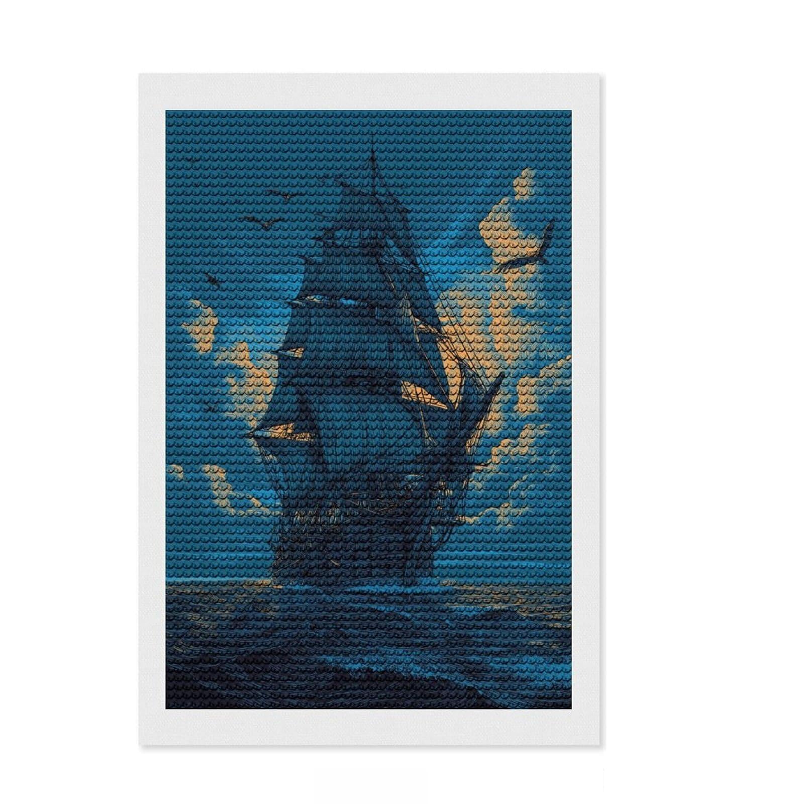 Junmoney Midnight Voyage Diamond Art Canvas 8"x12", for Women, Simple to Start, Modern Decor, Gift Idea, Nice Detail and Sparkle