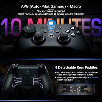 GuliKit TT MAX Revision Wireless Controller for Switch 2/1, PC, Android, iOS, SteamOS with 720 Adjustable Tension TMR Joysticks, 4 Back Buttons, Hyperlink 2 Tech for 2.16ms Low Latency, Switch Wakeup - Black