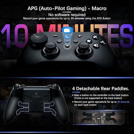 GuliKit TT MAX Revision Wireless Controller for Switch 2/1, PC, Android, iOS, SteamOS with 720 Adjustable Tension TMR Joysticks, 4 Back Buttons, Hyperlink 2 Tech for 2.16ms Low Latency, Switch Wakeup - Black