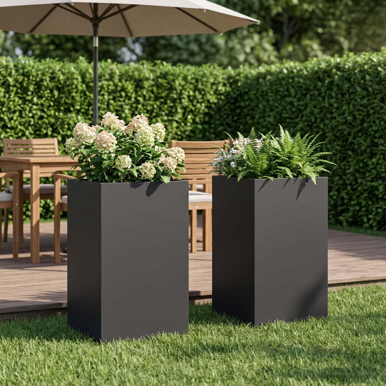 Genérico Macetero de Jardín 2 uds. Negro 40 x 40 x 50 cm,Casa y jardín,Maceteros y jardineras,9.6 kg-8005359