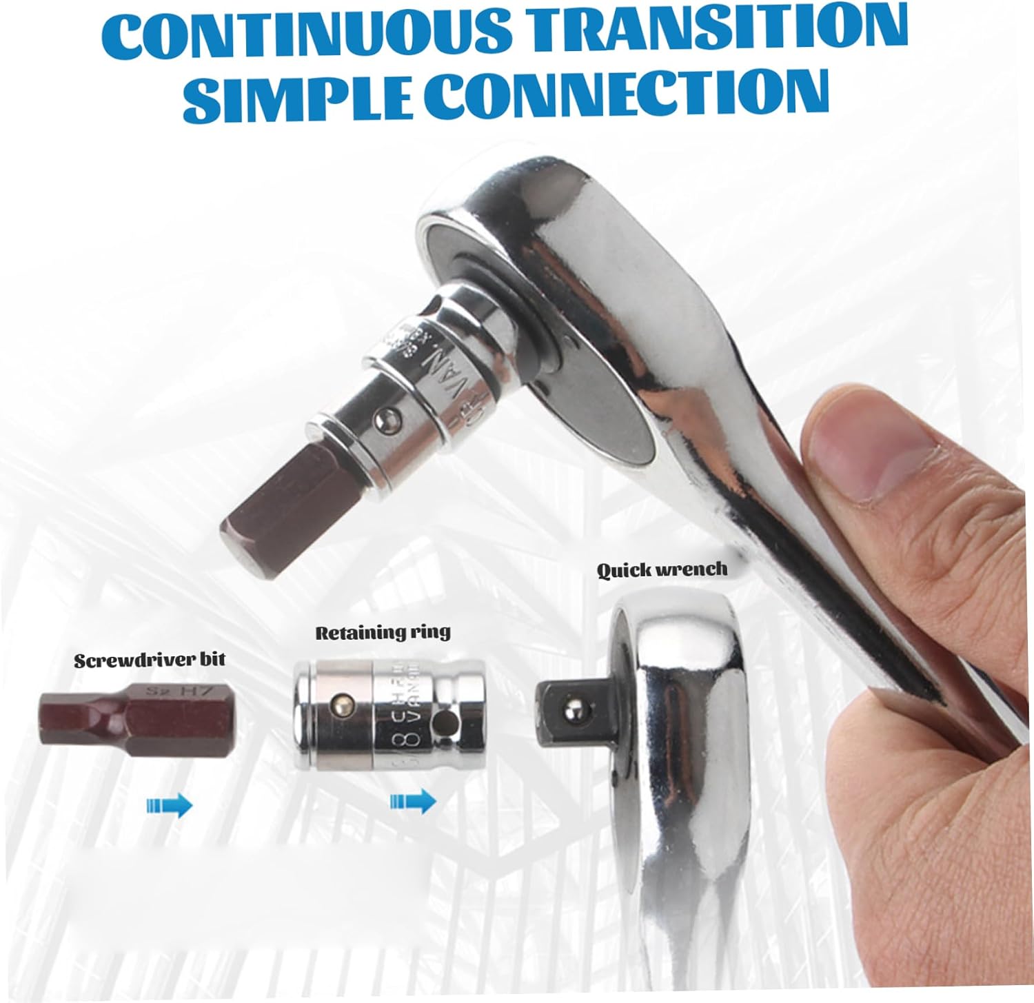 4PCS 1/4 Square Drive to Hex Bit Adapter, Steel Socket Adapter for Screwdriver Drill Bit Chamfer Converter