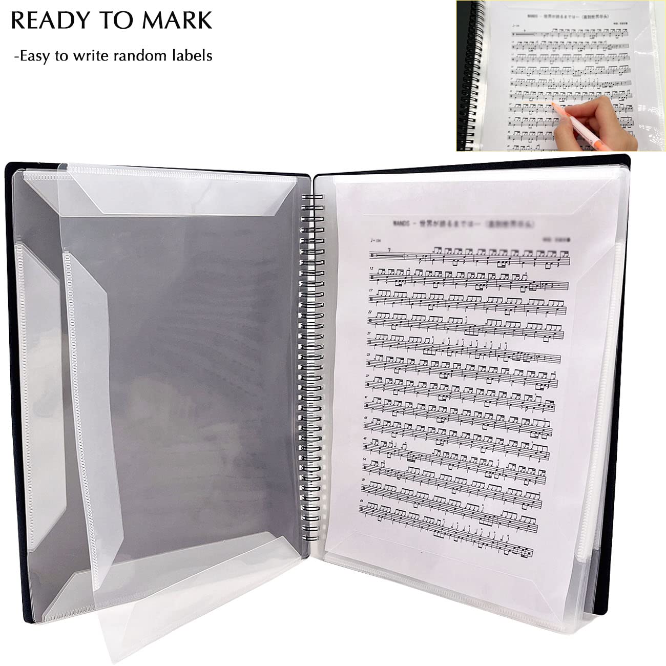 Folder muzyczny Koszula na partytury Folder do przechowywania nut muzycznych Format A4 40 kieszeni G na klucze, torba do przechowywania dokumentów do przechowywania papieru piosenkowego