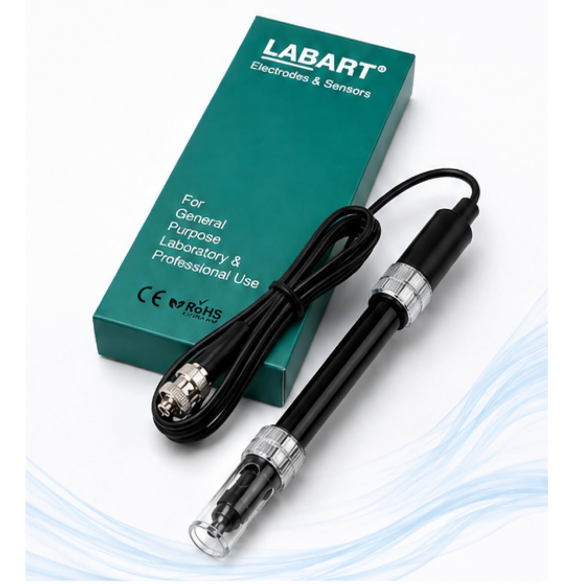 labart 0-14 ph electrode probe bnc connector, 100 cm cable for ph meter monitor controller test sensor, replacement kit for aquarium hydroponics plant pool spa (1m long cable)