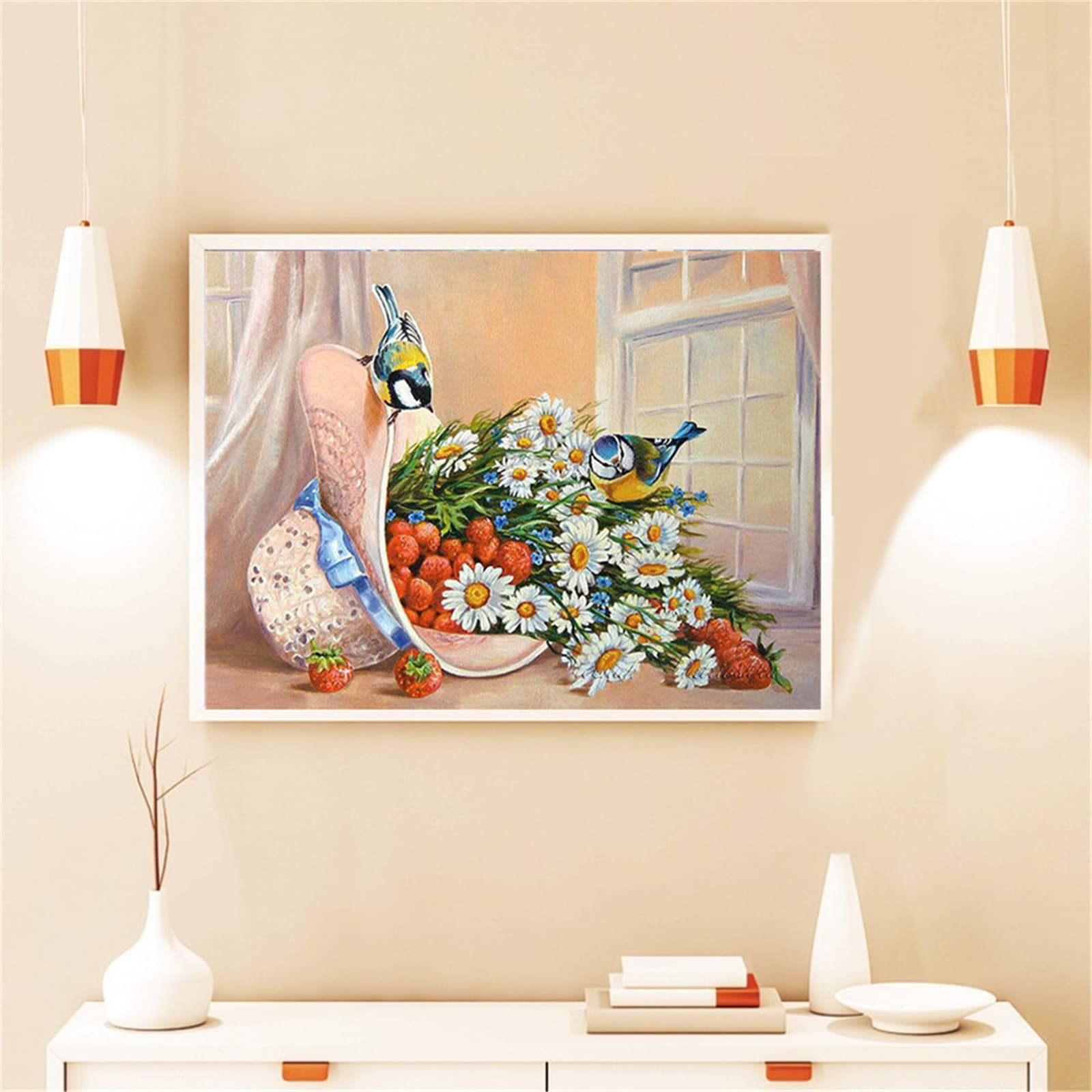 Diamond Painting 'Vögel' – 60x30 Cm, Full Drill 5D, Inkl. Leinwand, Diamanten & Werkzeuge, Für Erwachsene & Kinder