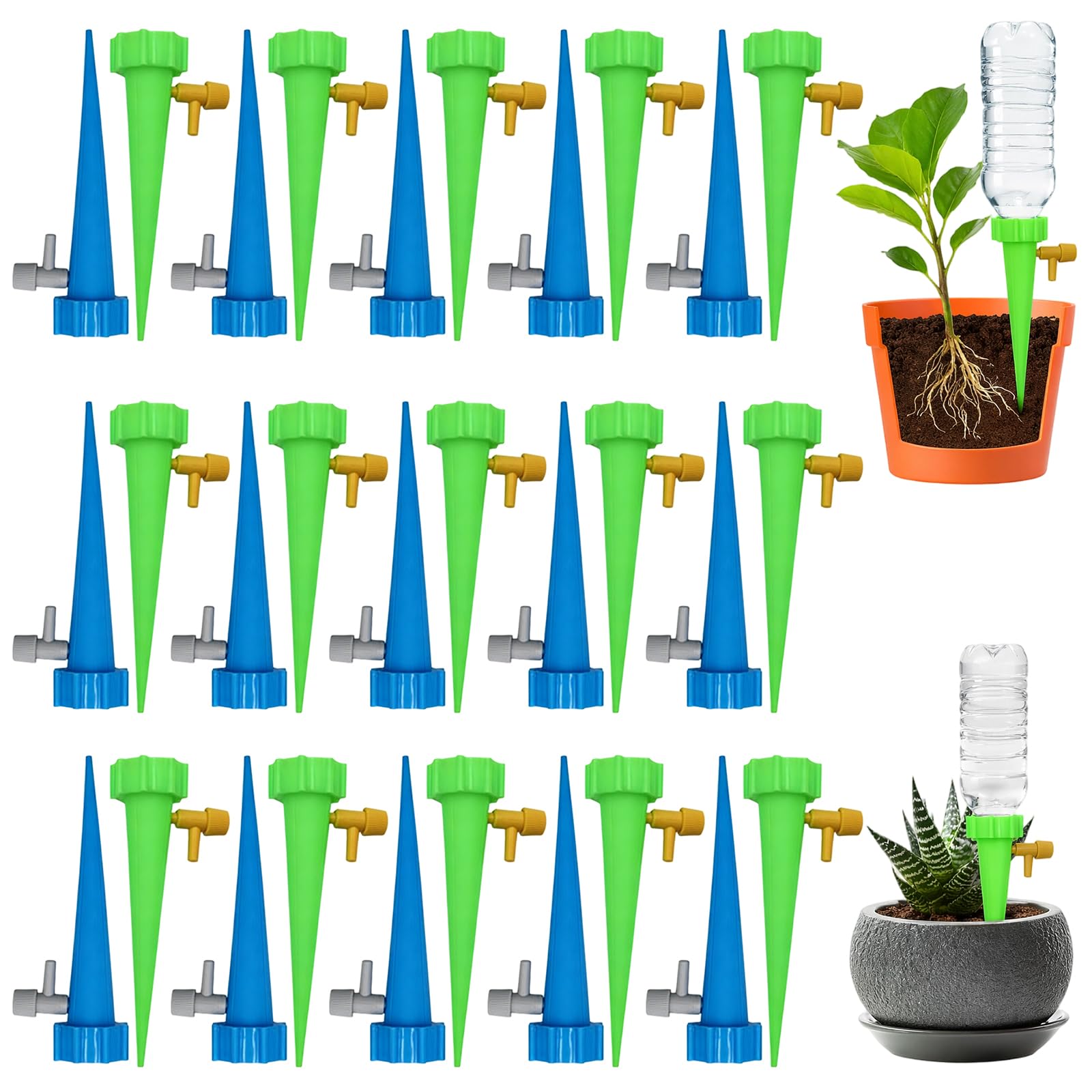 30Pcs Automatic Plant Waterer Set, Adjustable Plant Drip Feeders for Indoor Plants, Self-Watering Drip Feeders for Indoor Plants System, Slow Release Plant Feeders Drip Water Spikes, Complete Plant Fe