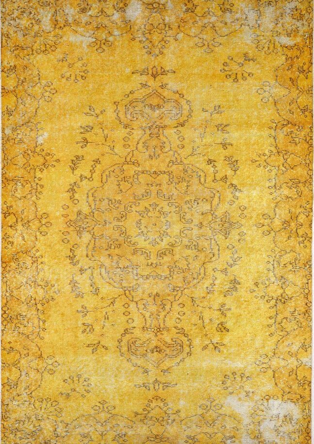 Miniatura 2 de Woolknot ENC1087 Yellow Vintage Area Rug Living Room Floral Rugs, Mustard Washable Bohemian, Medallion Distressed Printed Carpet (6'7''x8'10'')
