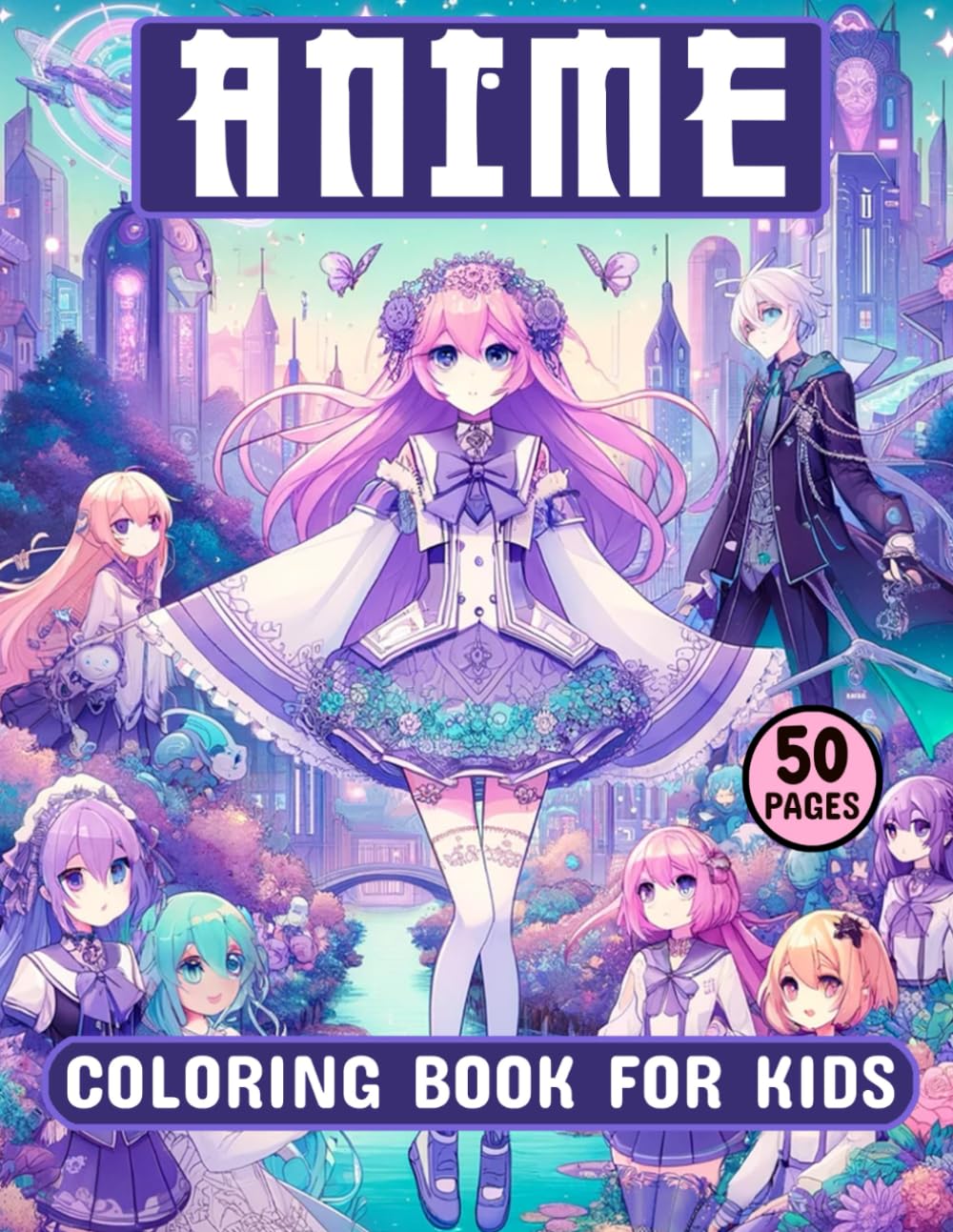 Anime Coloring Book For Kids: 50 Pages Of Japanese Anime Characters and ...