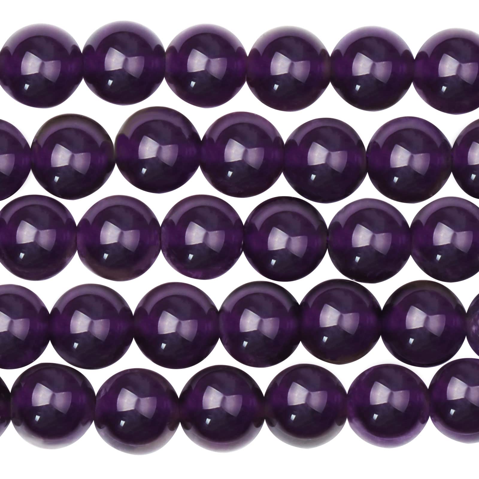 8mm Round Amethyst Deep Purple Gemstone Beads - Image 2