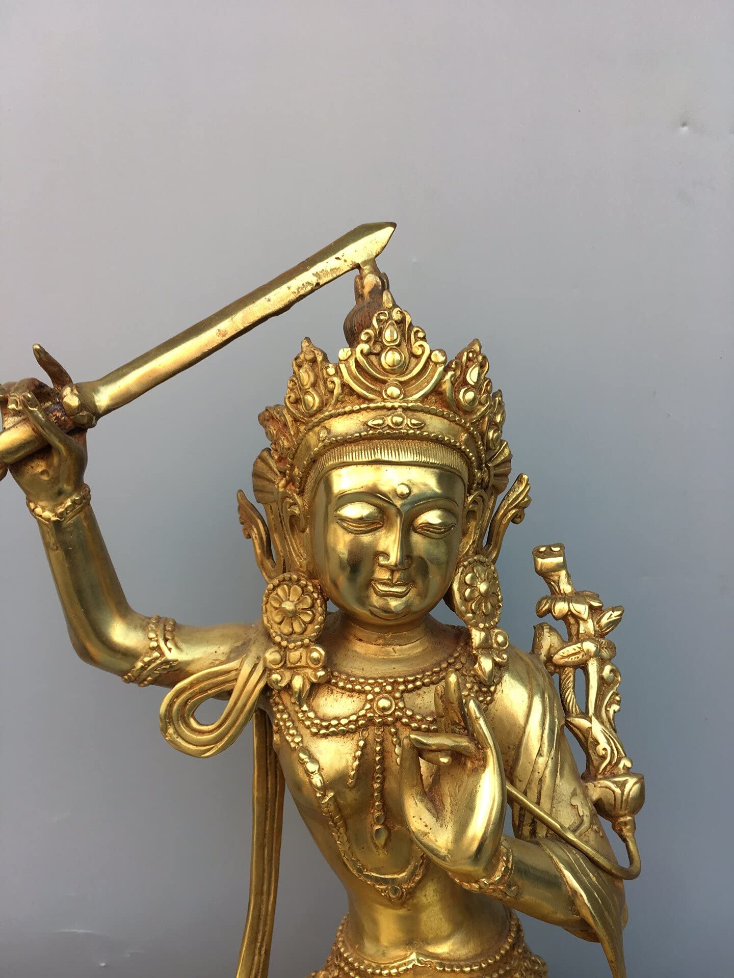 Amazon.co.jp: 20インチ チベット仏教寺院 古いブロンズ文殊菩薩像