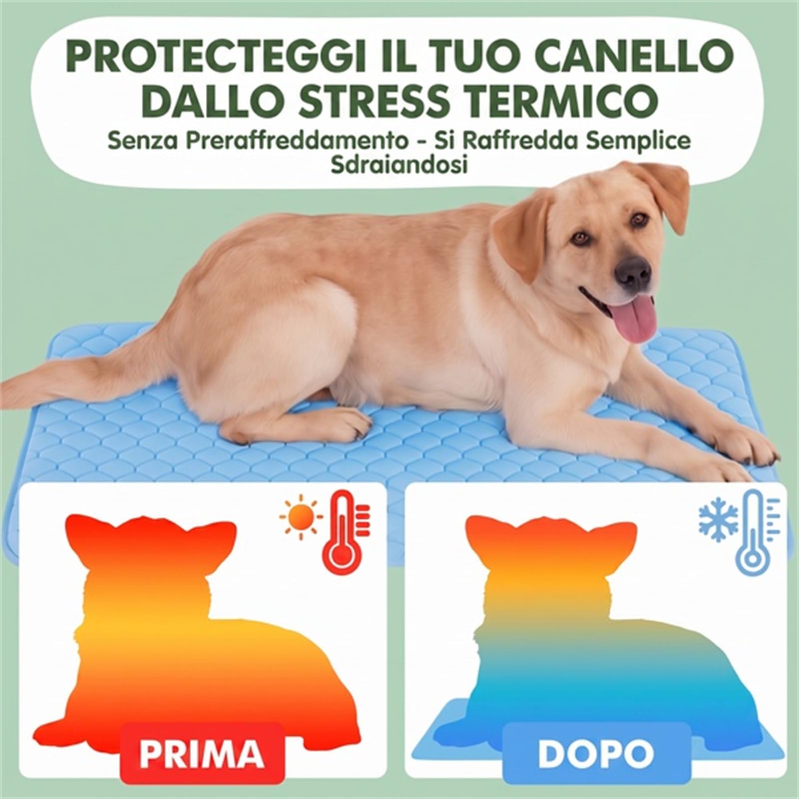Coolnap Tappetino Rinfrescante Cani Raffreddante Estivo | Impermeabile, antigraffio, superficie fresca, facile da pulire, adatto agli animali domestici