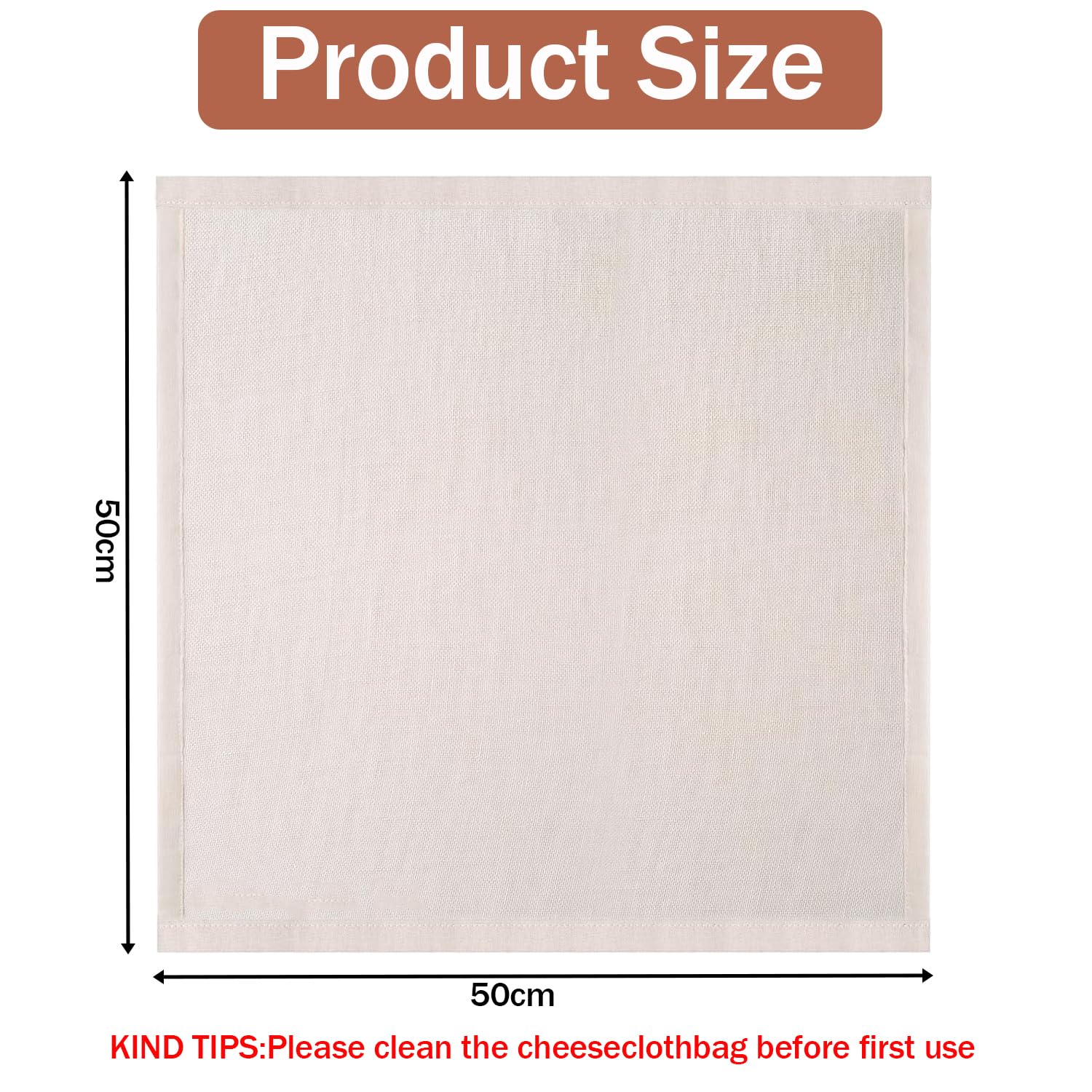 ADULLPONY Cheese Cloths - 6pcs Reusable Bulk Hemmed Organic Cheesecloth 20x20 Inch Unbleached Cotton Mesh Fabric for Cheese Making, Yogurt, Juicing