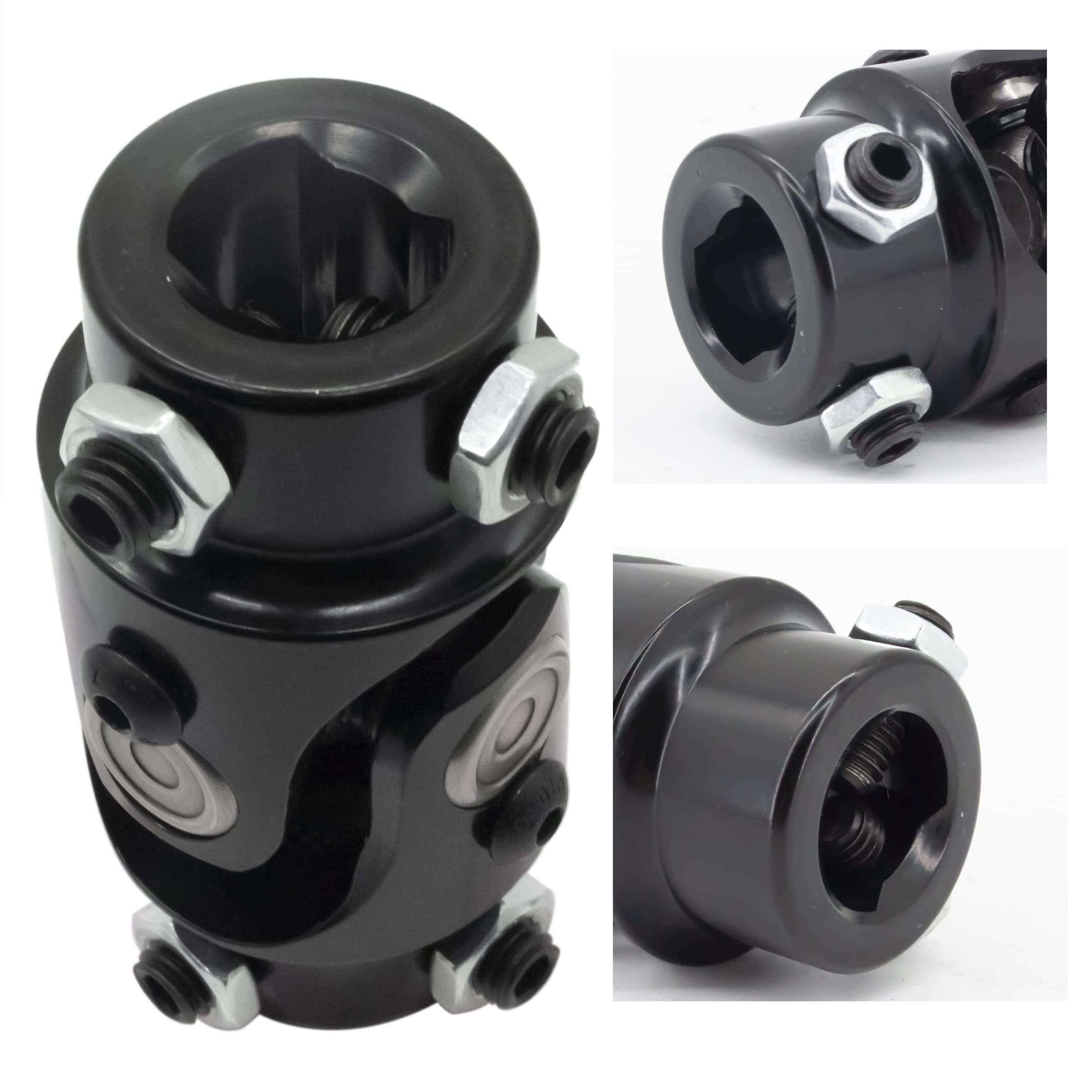 3/4" DD X 3/4" DD Steering U Joint Powder Coated Universal Steering Shaft Black