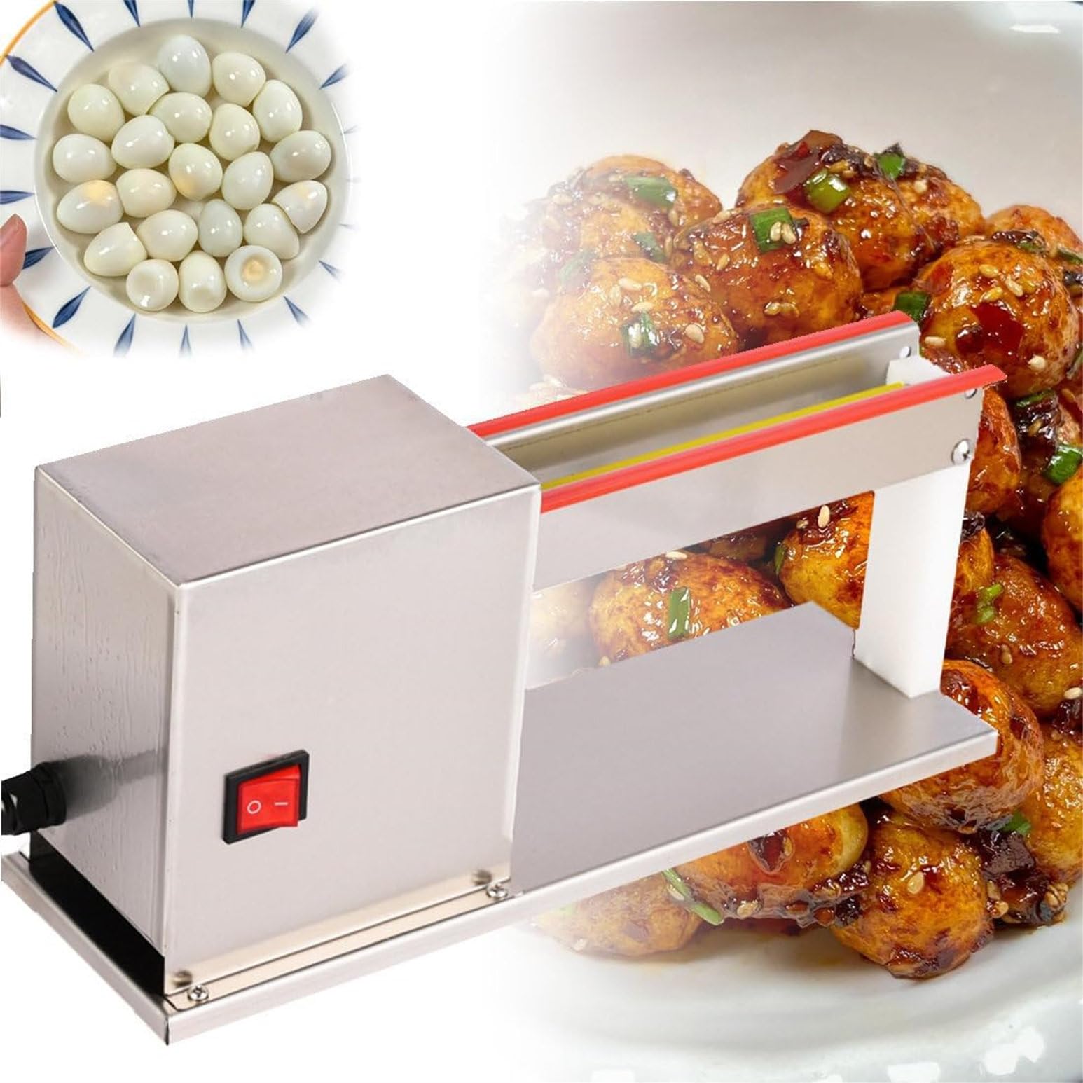 Eléctrica comercial descascaradora de huevos de codorniz, 70 kg/h, herramienta de pelado de procesamiento automático, 25 W, para huevos duros, baja tasa de rotura
