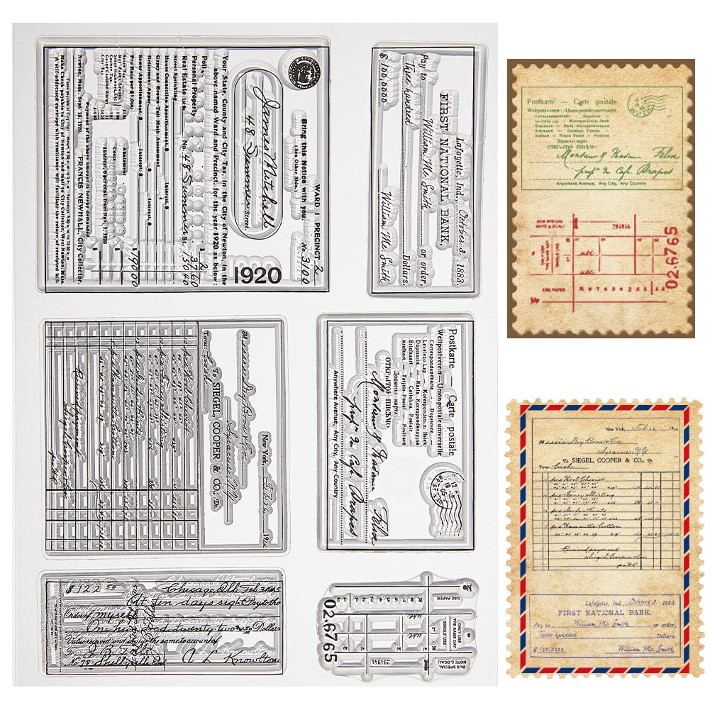 CRASPIRE Vintage Letterhead Clear Rubber Stamps Words Background Reusable Retro Transparent Silicone Stamp Seals for Journaling Card Making Scrapbooking Photo Album Decorative DIY