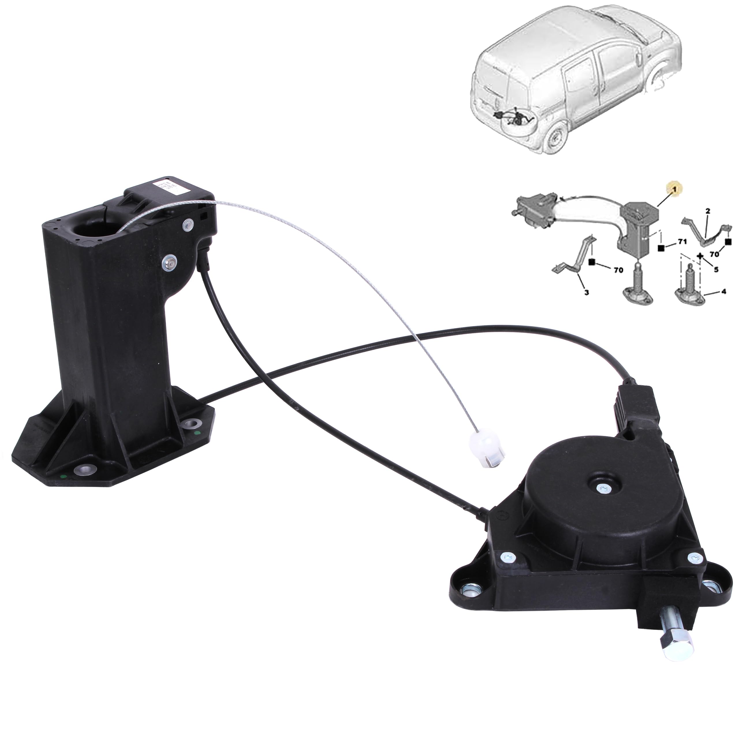 Inly - Soporte de rueda de repuesto con mecanismo de desbloqueo compatible con Fiorino Bipper Qubo Nemo 7603W5 7603.W5 51910321 1608304580 51880583 (a partir de 2007)