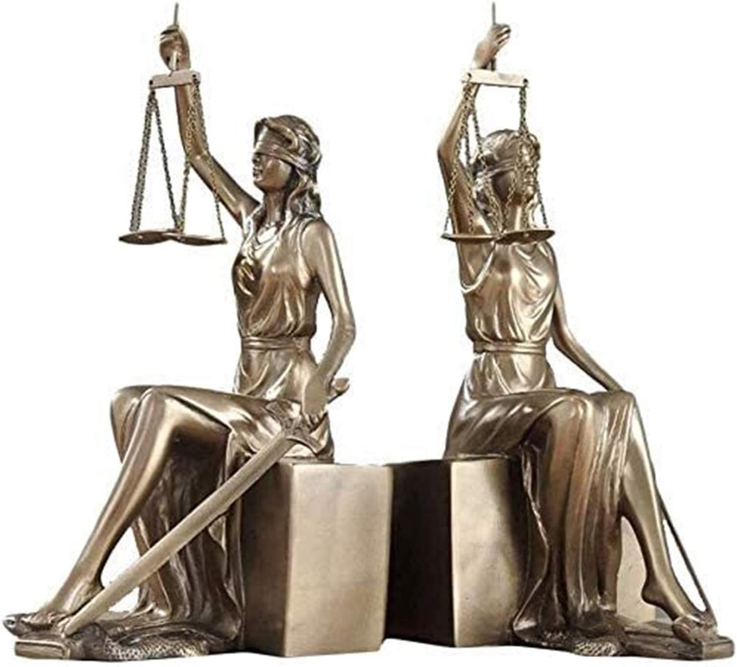 Office Art Bookends Lady Scales of Justice Statue, Roman Goddess Bookends Resin Figurine Great for Lawyer Attorney Judge Sculpture