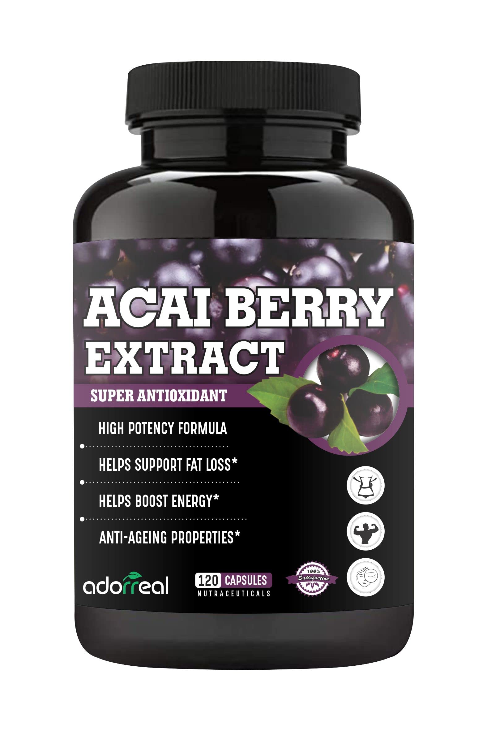 Acai Berry Extract Supplement, Super Antioxidant, High Potency Formula, Helps Support Fat Loss, Boosts Energy, Anti-Ageing Properties, 120 Capsules