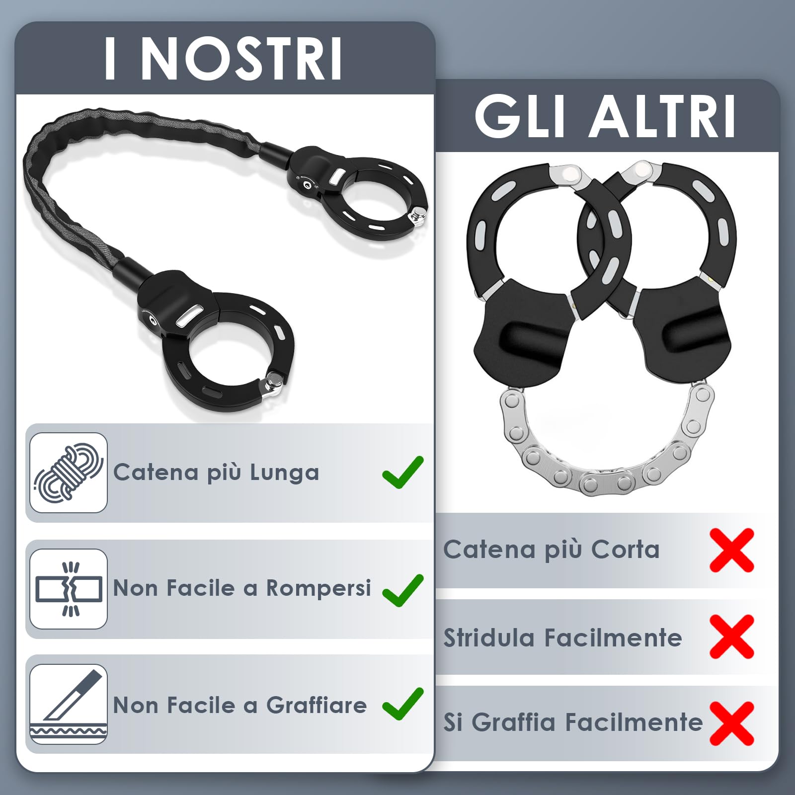 Lucchetto Monopattino Elettrico, Catena Monopattino Elettrico con Copertura Protettiva in Silicone, Antifurto Monopattino Elettricos con Chiave per Scooter, Biciclette, Passeggini