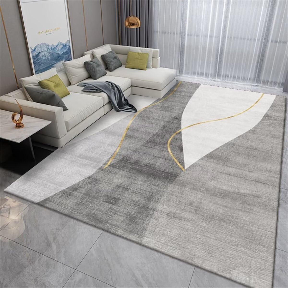 Tapis de cuisine antidérapant et lavable grand meuble chambre enfant 160x230cm gris