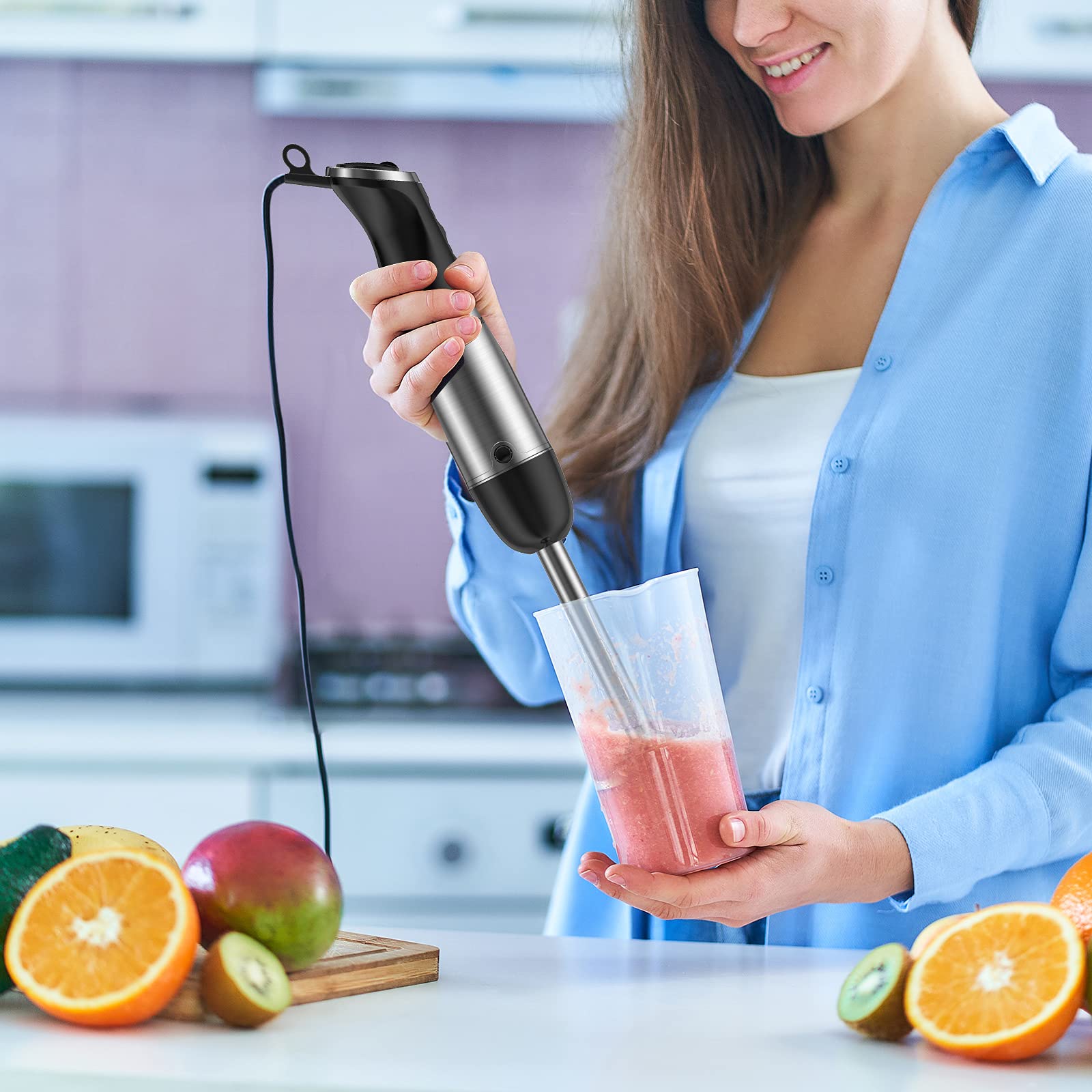 Bonsenkitchen Hand Blender, 5in1 Stainless Steel 800W Hand Immersion