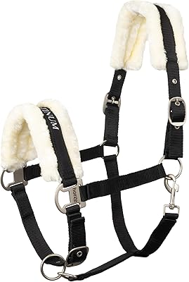 HORZE Howard Soft Fleece Padded Adjustable Polyester Horse Halter - Black - Horse