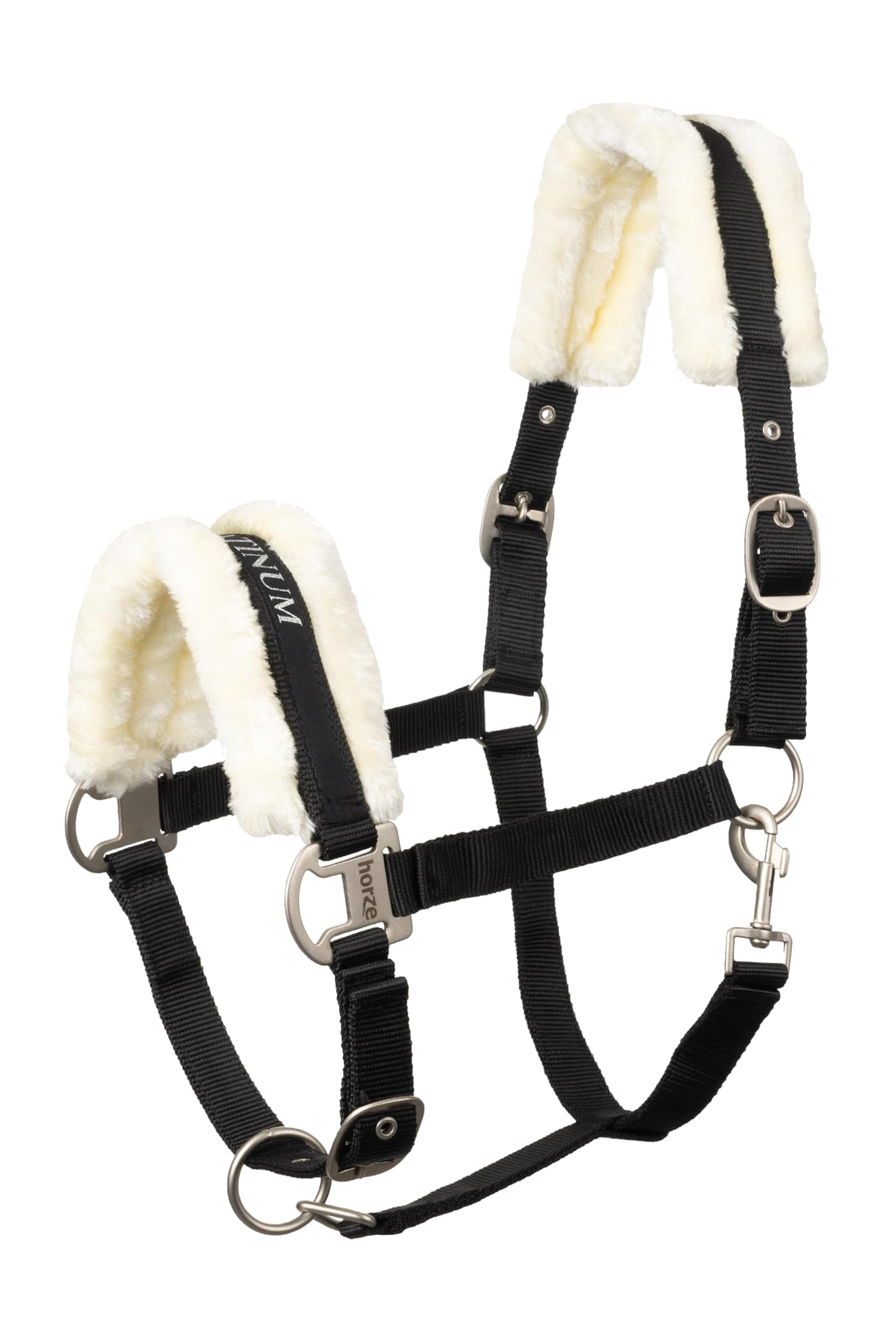 HORZE Pferde Halfter Howard aus Fleece, Halfter für Pferde und Pony, verstellbar, Schwarz, XF
