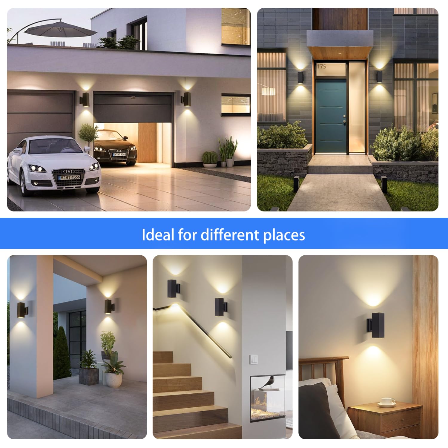 Klighten 2 Pcs Applique Murale Exterieur, GU10 Aluminium Up/Down Eclairage Exterieur, IP65 Étanche Lampe Murale Exterieur Pour Jardin Couloir Entrée Patio, Ampoule Non Incluse, Gris Foncé