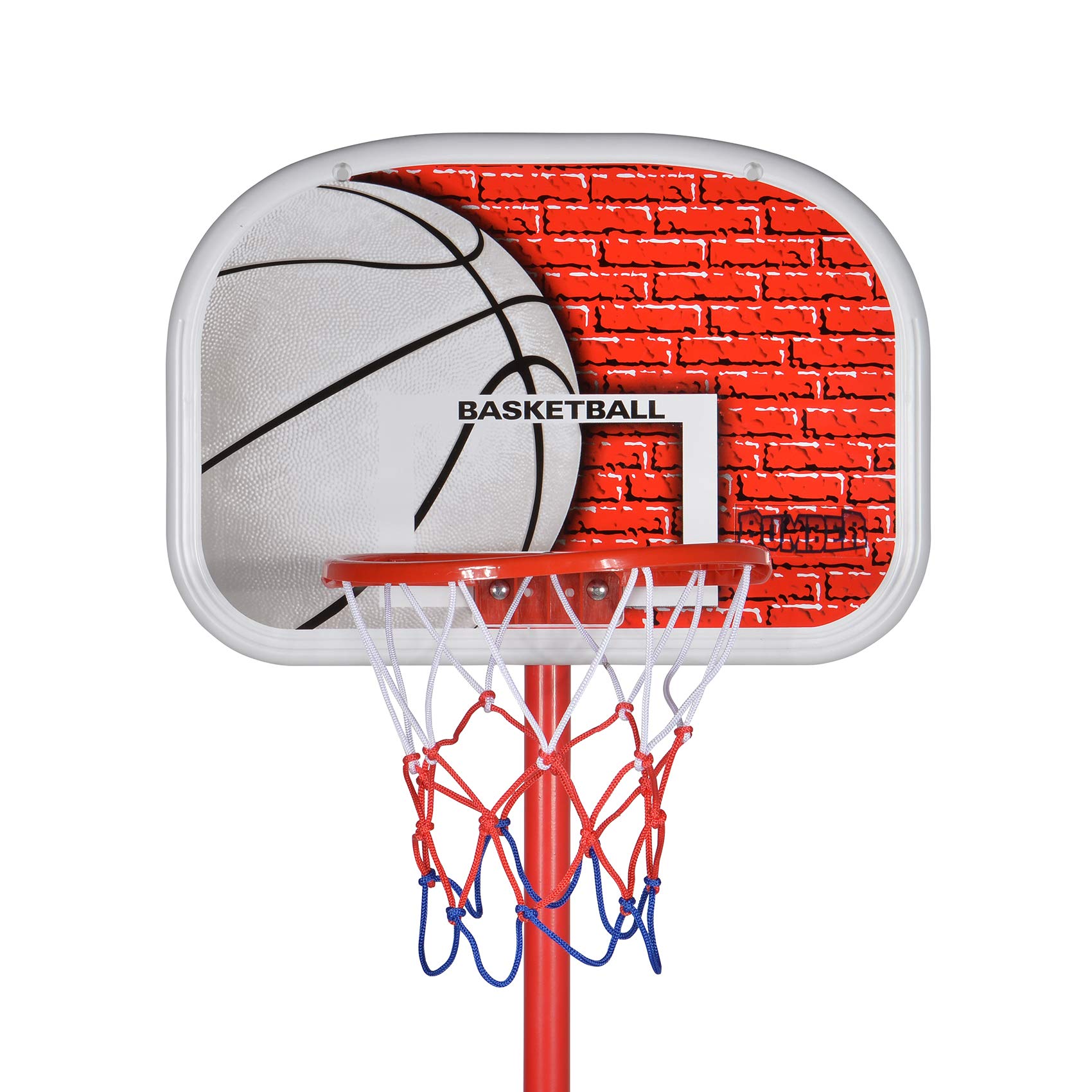 BUMBER Panier de basket pour enfant - hauteur réglable jusqu'à 1m35 avec 1 ballon et 1 pompe
