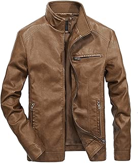 Men's Leather Jackets Stand Collar PU Coat Male Motorcycle Leather Jacket - coolthings.us