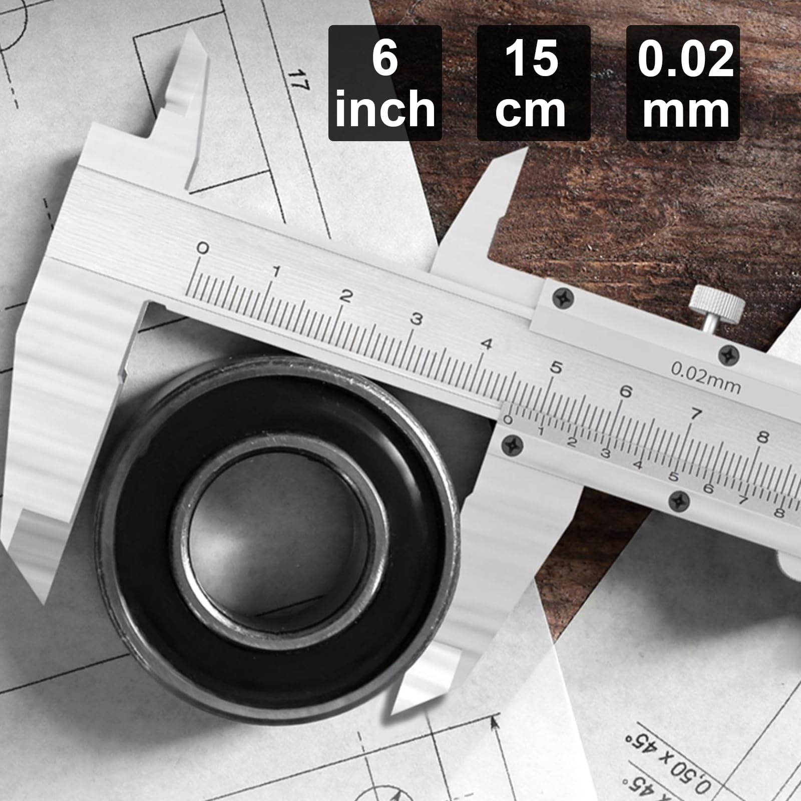 Calibro a Corsoio, 150mm Calibro in Acciaio Inox, Calibro Di Precisione Strumenti Di Misurazione Calibro Analogico per Misurzione Esterna Interna Profondità Argento