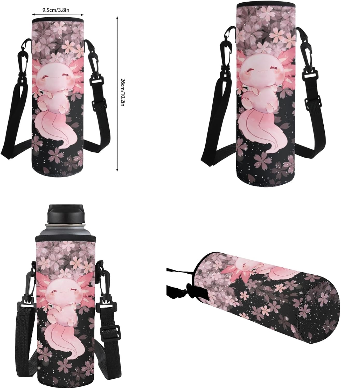 Upetstory Axolotl Backpack for Girls 10-12 Middle School Boys School Bag Set with Lunch Bags 6-8 Cherry Blossom Bookbag Elementary Kindergarten Preschool Schoolbag 4 IN 1