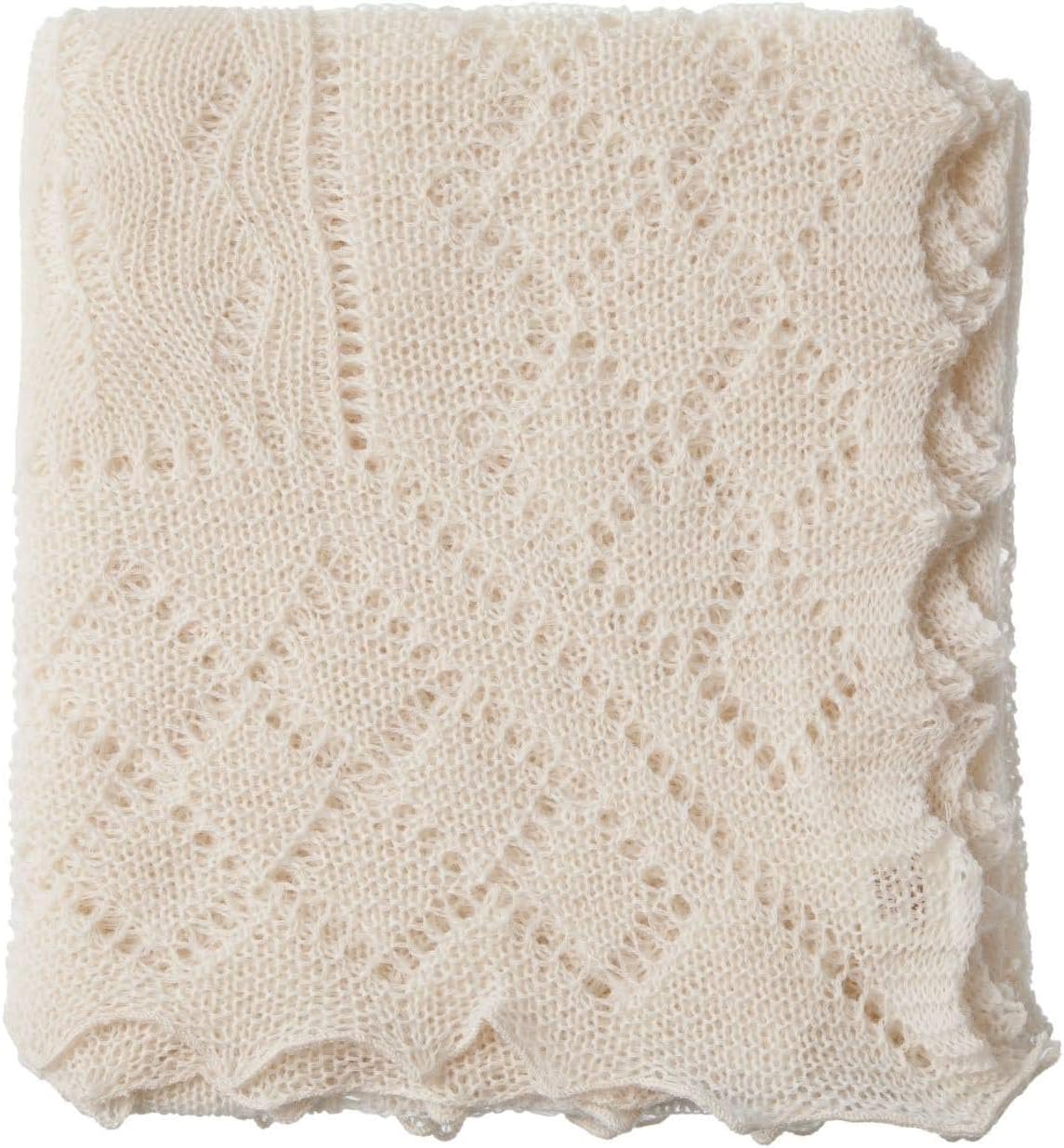 Luxury Pure Merino Wool Baby Blanket for Newborn | Christening Blanket | Christening Baby Gifts | Natural Cream Shawl | Made in England (122 x 122cm)