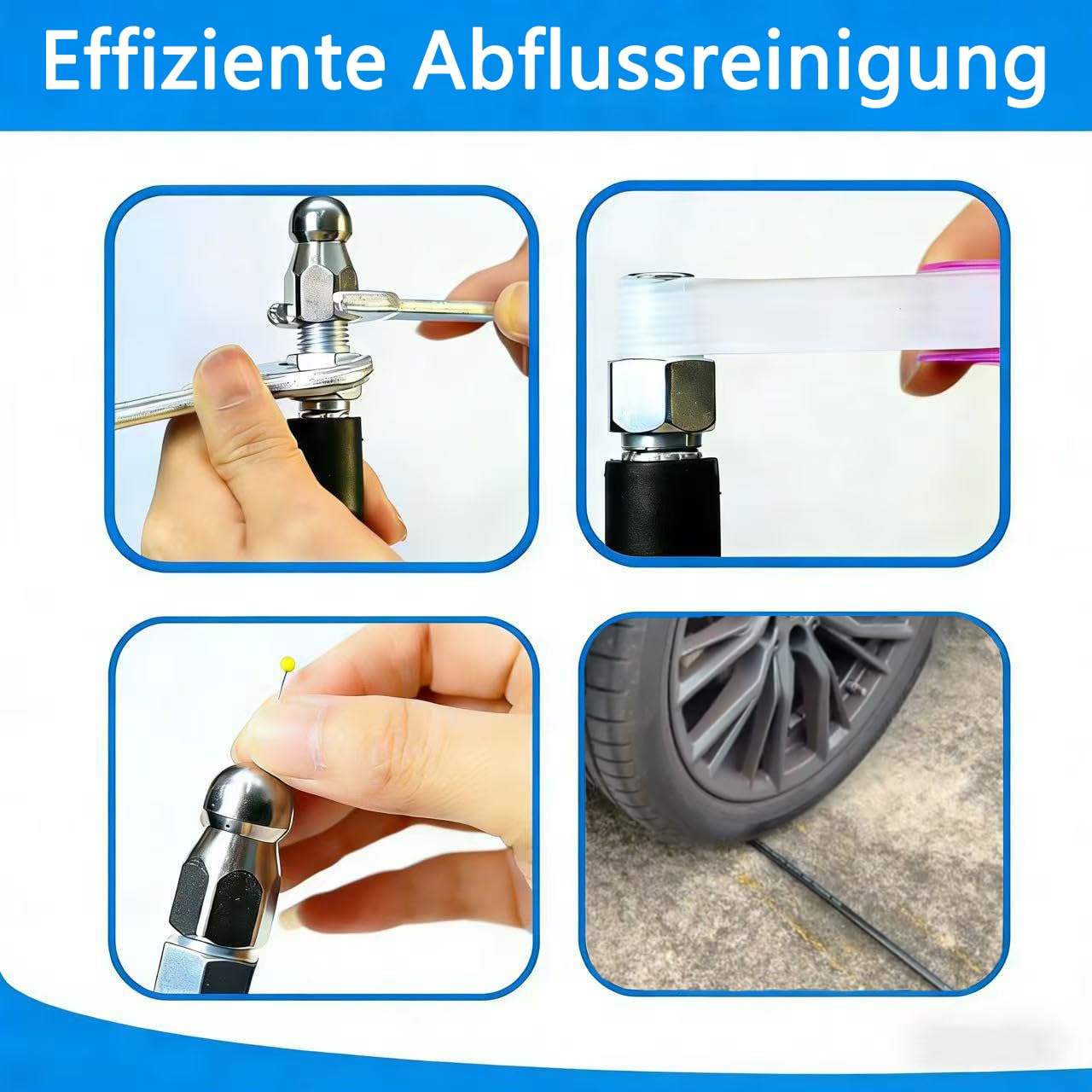 30M 400 Bar Rohrreinigungsschlauch Set für Kärcher K2-K7 Serien Bosch Lavor Hochdruckreiniger,Rohrreinigungsset für Verstopfte Rohre Abflüsse,Hochdruckschlauch mit Strahldüse Rotierender Strahldüse