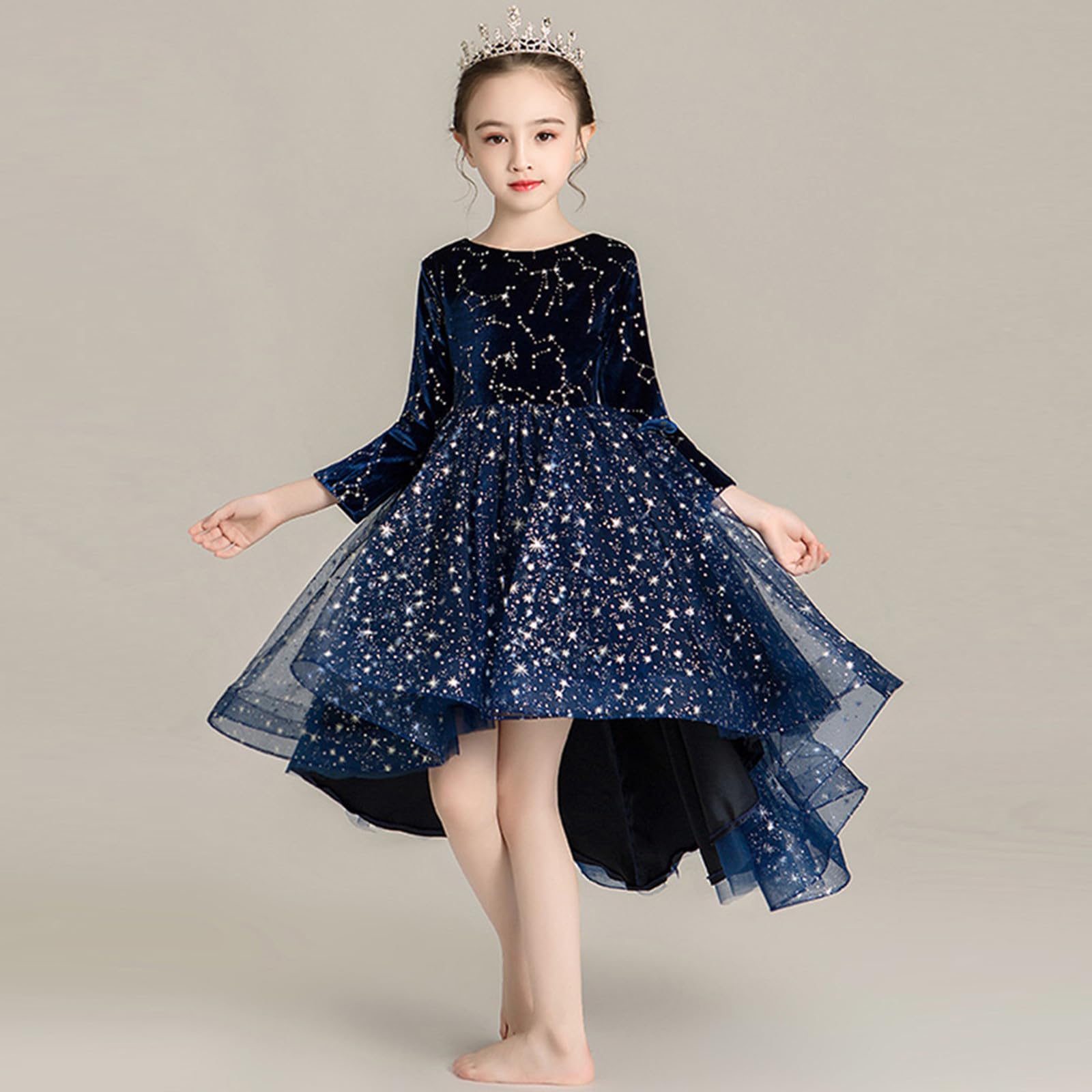 Generisch Vestito da principessa per bambine, grazioso, con paillettes, per feste e carnevale