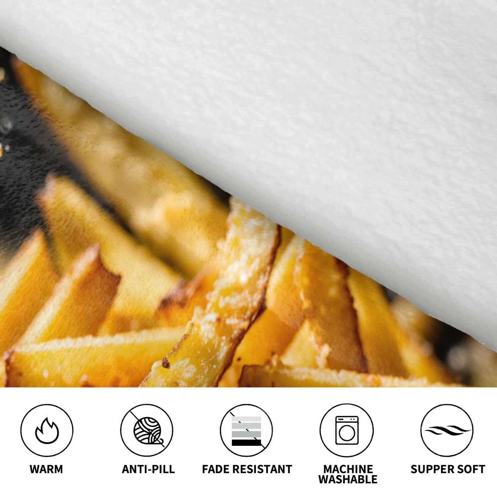 Fast Food Print ciepły i przytulny koc do noszenia, gruby flanelowy koc z kapturem z rękawami i ogromną kieszenią