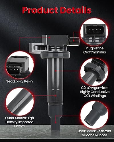 Miniatura 2 de cciyu Paquete de 4 bobinas de encendido para Toyota Echo xB/para Scion xA/para Prius/para Prius C/para Yaris 2000-2014 para UF316 5C1293