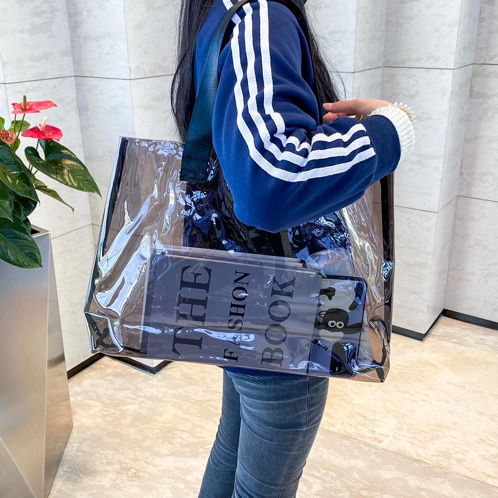 Clear Large Tote Bag - Versatile, Waterproof, Stain Resistant, Transparent Shoulder Tote Bag for Work
