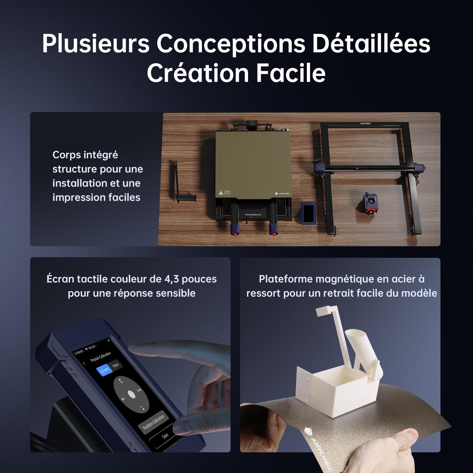 Imprimante 3D Anycubic Kobra 2 Max, 500mm/s Impression Haute Vitesse, Grand 88L Imprimantes 3D avec Auto Nivellement et Haute Performance, Prend en Charge Anycubic APP, Grand Format 420x420x500mm