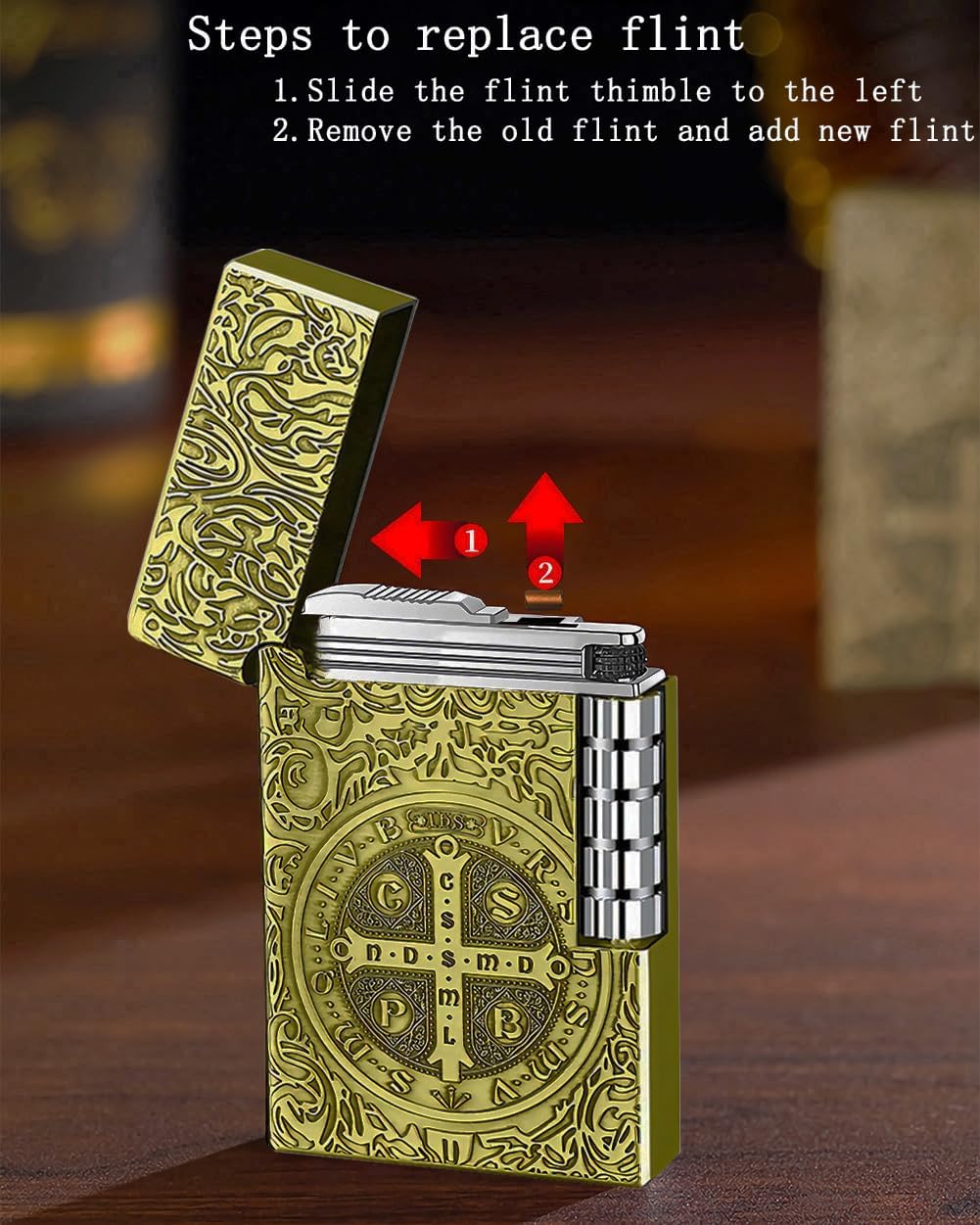 Flip Butane Lighter, Soft Fire Side Wheel Lighter, Unique Refillable Trench Lighters for Men Dad Gift Collect (Butane Not Included) (Bronze)