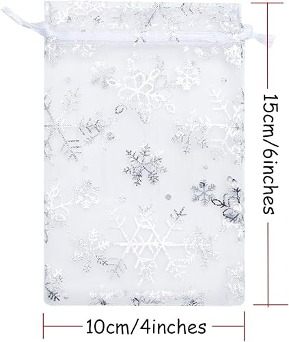 Miniatura 3 de Volanic 100 bolsas de regalo de organza con cordón transparente de 4 x 6 pulgadas, bolsa de regalo de joyería, fiesta, Navidad, bolsas de dulces