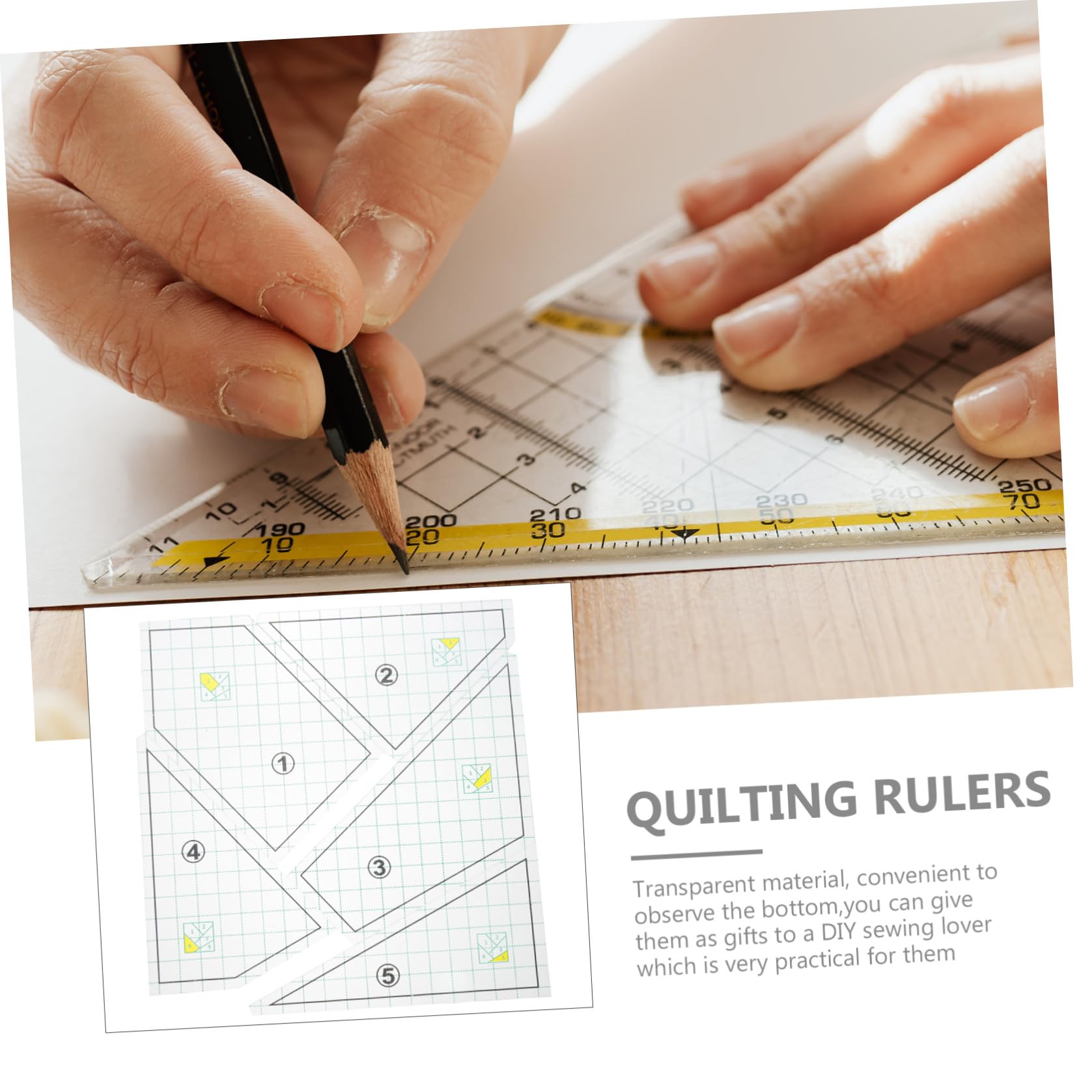 Artibetter 5pezzi Modelli Per Quilting Domestico Righelli Per Trapuntatura Strumenti Per Cucire Fai Da Te Riutilizzabili e Resistenti Per Sartoria e Modellisti