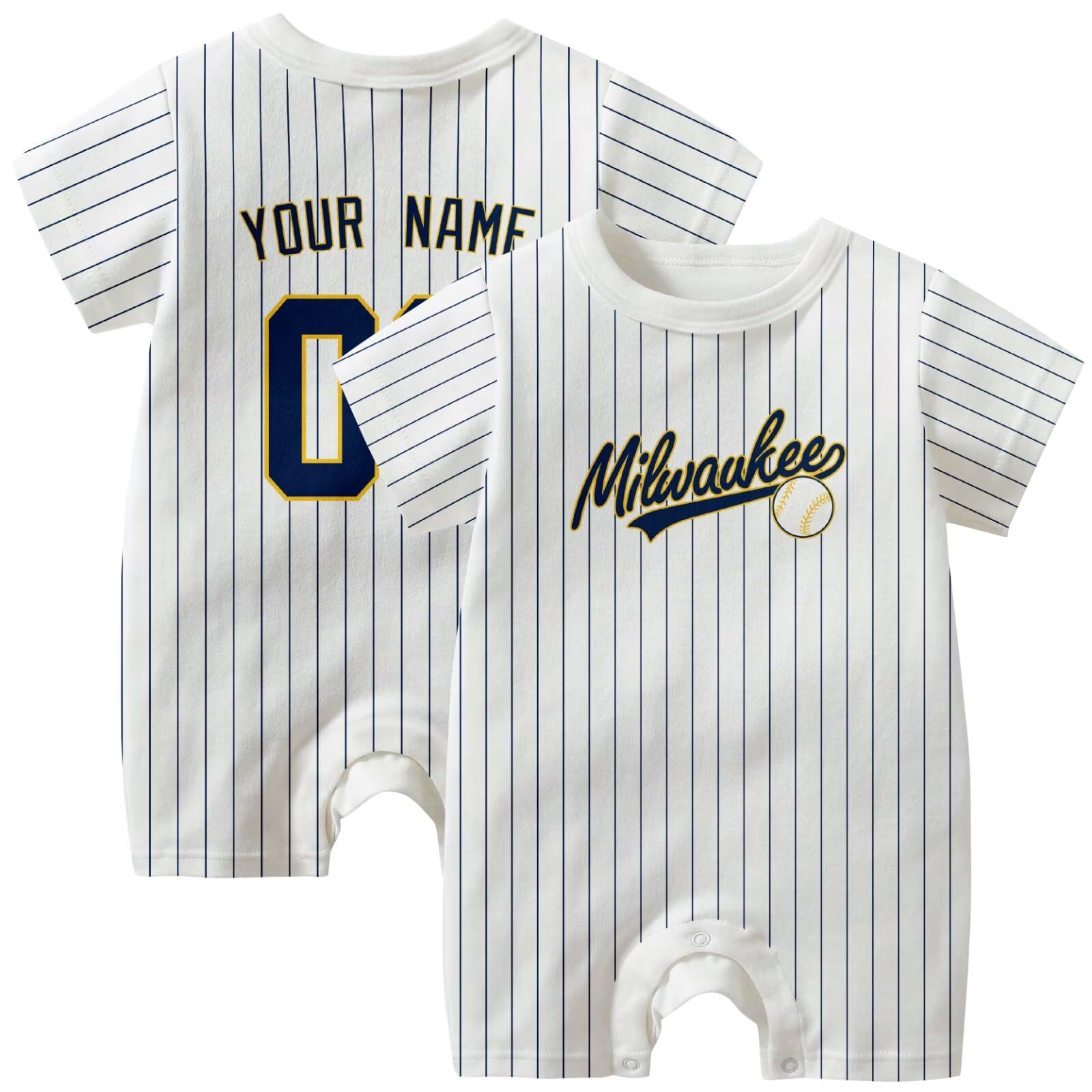 KREDE Baby Clothes Unisex White Bodysuit Rompers Custom Name Number for Baby Boys
