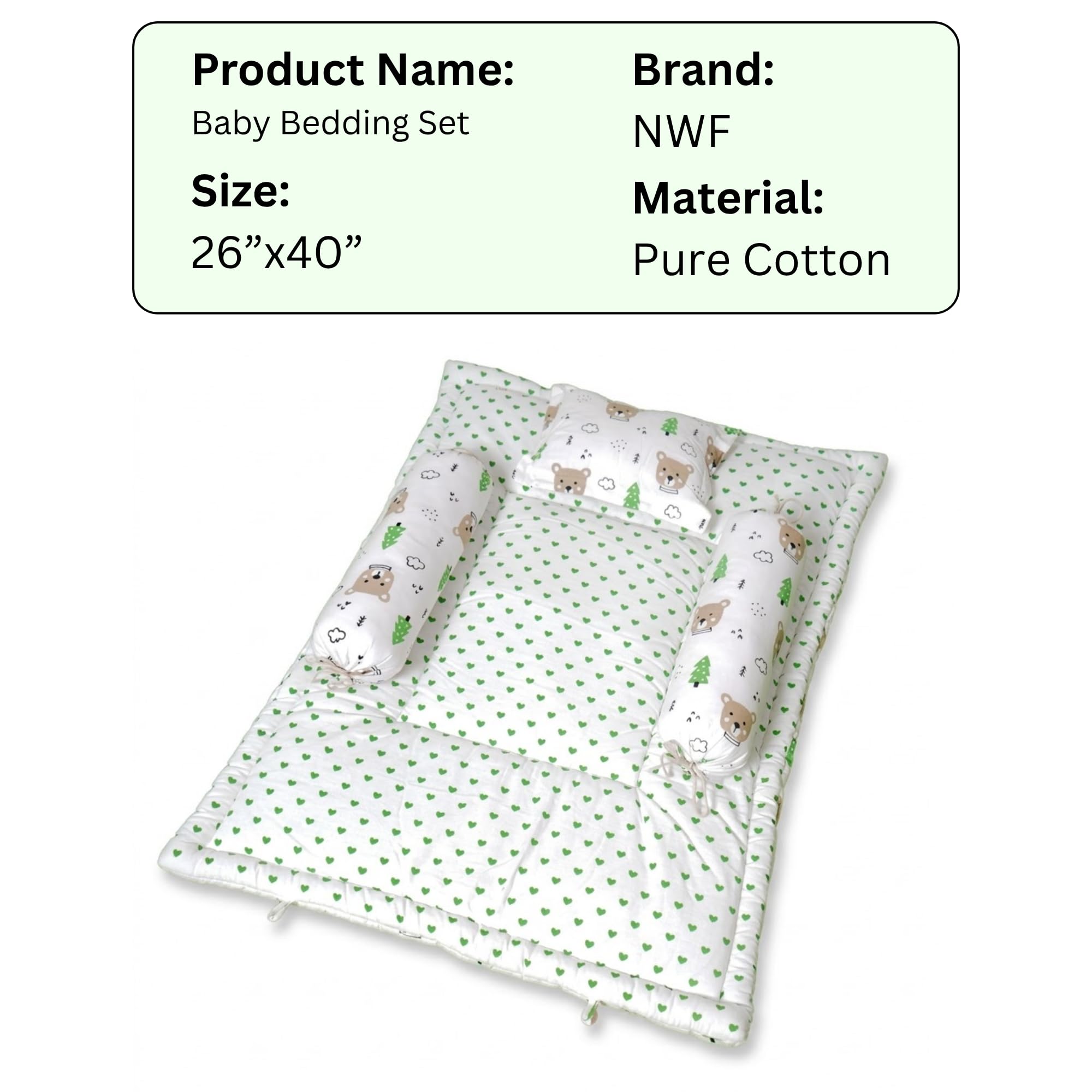 NWF Cotton Baby Bedding Set, Unisex Strawberry Print, 26×40 Inches 1