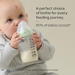 Tommee Tippee Natural Start 9 oz Glass Baby Bottles, Self Sterilizing, BPA & Phthalates Free, 0+ Months, Slow Flow Breast-Like Nipple for a Natural Latch, Travel Jar Lids, Cup Rings, Pack of 3