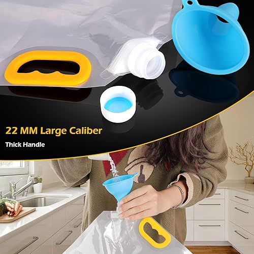 Miniatura 6 de Bolsa sellada a prueba de humedad de grano de 1.5 L, 10 bolsas de succión reutilizables para almacenamiento de granos transparentes con embudo,