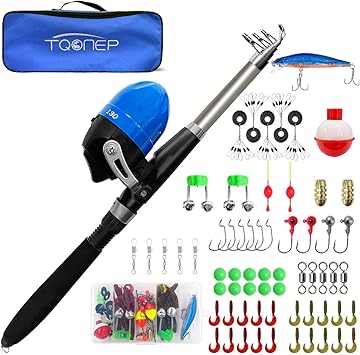 Amazon Tqonep 子供用釣り竿 キッズ スピンキャスト ユース 釣り竿 釣り道具 男の子と女の子用 ポータブル伸縮釣り竿と釣りスプール付きコンプリートキット 130cm 47 24in Tqonep スポーツ アウトドア