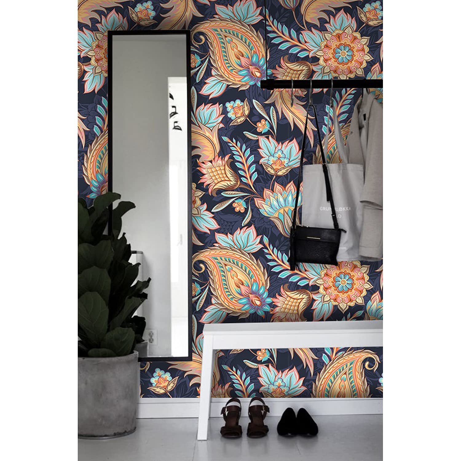 Papier peint paisley 312x219 cm Coloray en latex de haute qualité pour salon et cuisine