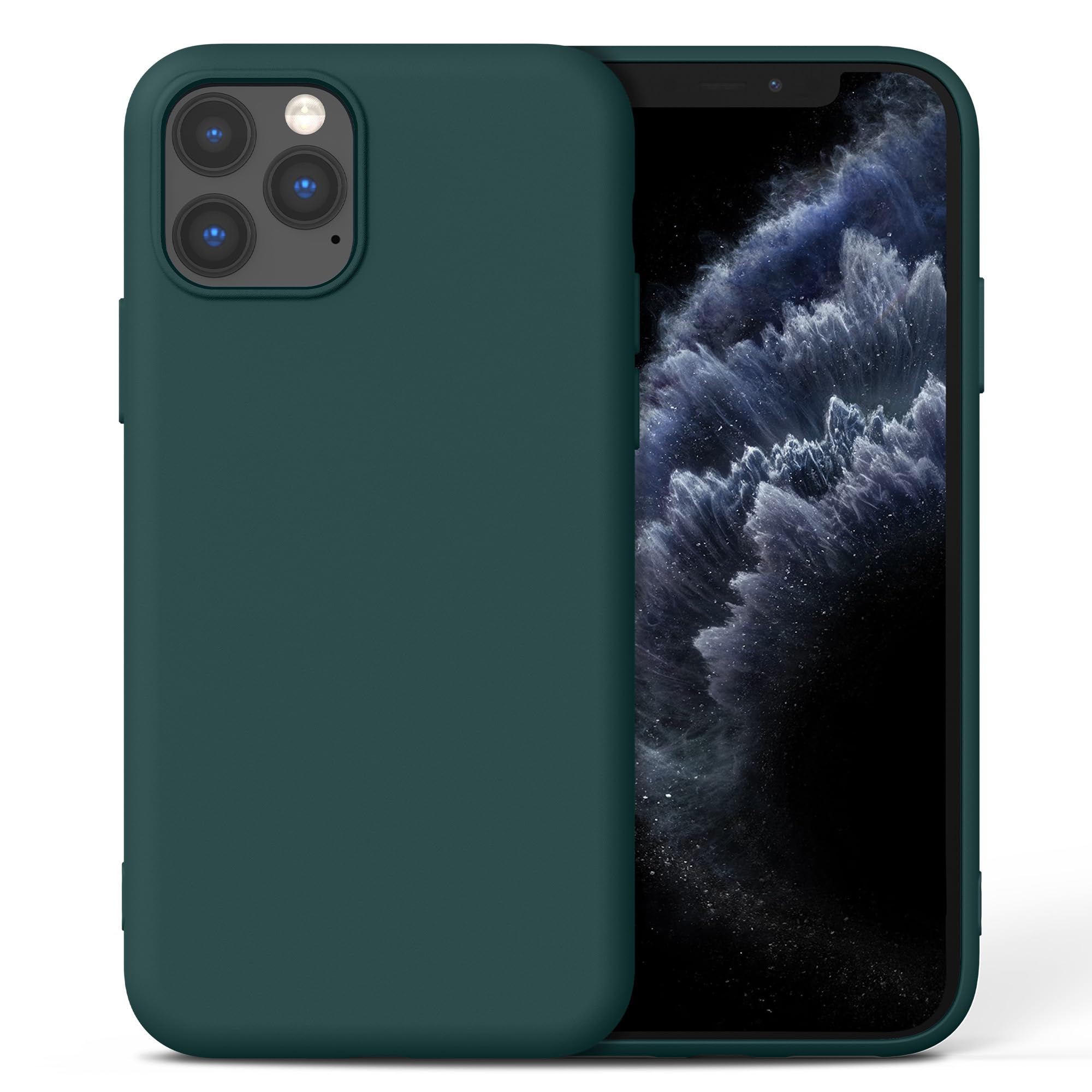 Nonional Silikon Hülle für iPhone 11 Pro, Kameraschutz Stoßfest Kratzfest Dünn Handyhülle - Tannengrün
